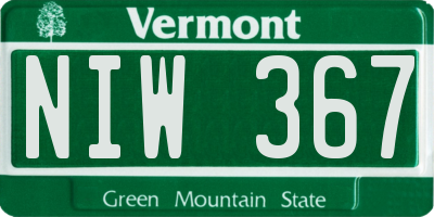 VT license plate NIW367