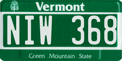 VT license plate NIW368