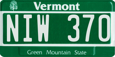 VT license plate NIW370