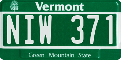 VT license plate NIW371
