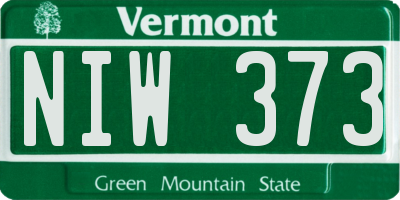 VT license plate NIW373