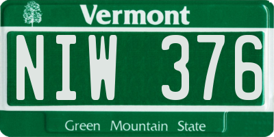 VT license plate NIW376