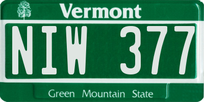 VT license plate NIW377