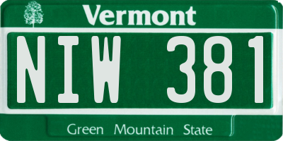 VT license plate NIW381