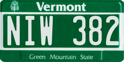 VT license plate NIW382