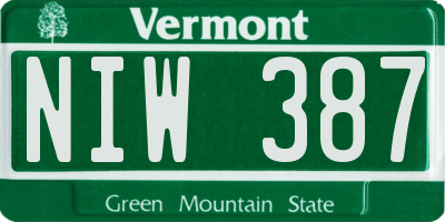 VT license plate NIW387