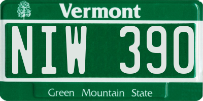 VT license plate NIW390
