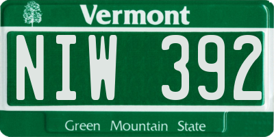 VT license plate NIW392