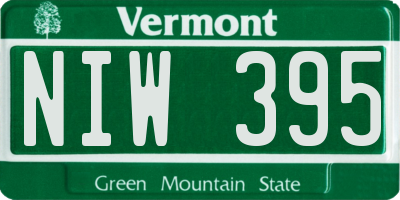 VT license plate NIW395
