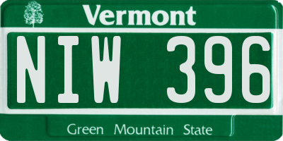VT license plate NIW396