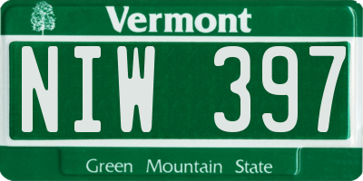 VT license plate NIW397