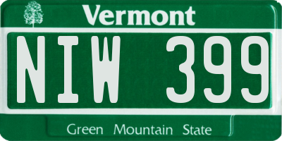VT license plate NIW399