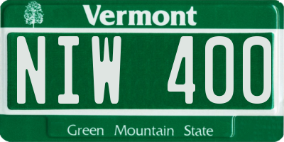 VT license plate NIW400