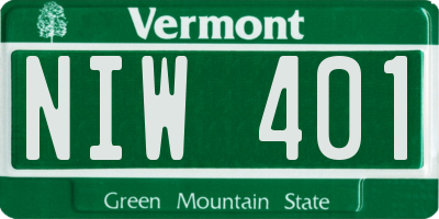VT license plate NIW401