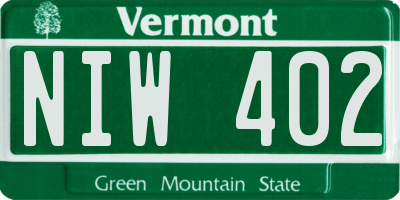 VT license plate NIW402