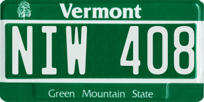 VT license plate NIW408
