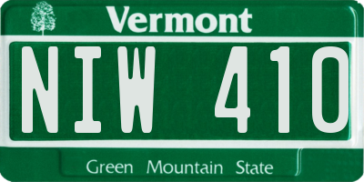 VT license plate NIW410