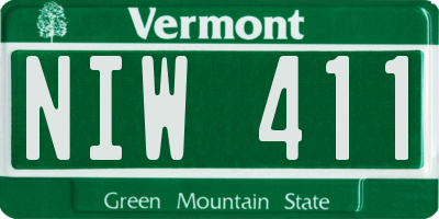VT license plate NIW411