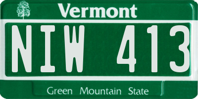 VT license plate NIW413