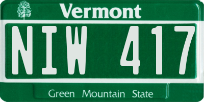 VT license plate NIW417