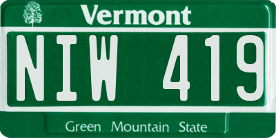 VT license plate NIW419