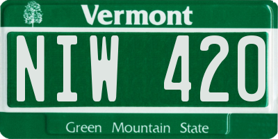 VT license plate NIW420