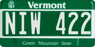 VT license plate NIW422