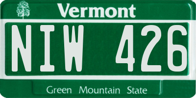 VT license plate NIW426