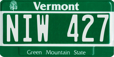 VT license plate NIW427