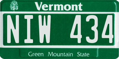 VT license plate NIW434