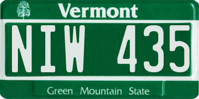 VT license plate NIW435