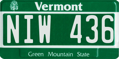 VT license plate NIW436