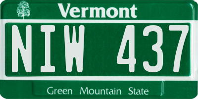 VT license plate NIW437