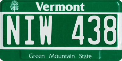 VT license plate NIW438