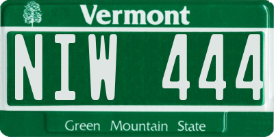 VT license plate NIW444