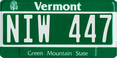 VT license plate NIW447