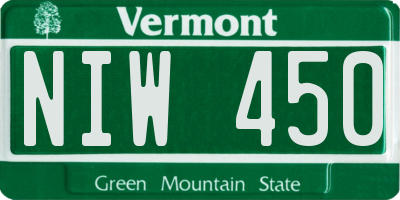 VT license plate NIW450