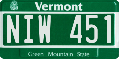 VT license plate NIW451