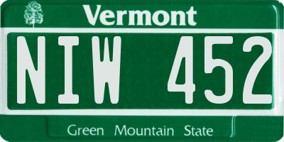 VT license plate NIW452