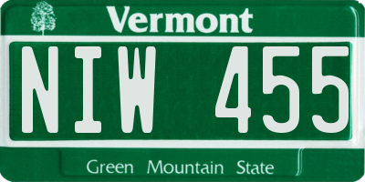 VT license plate NIW455