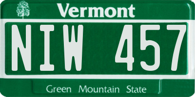 VT license plate NIW457