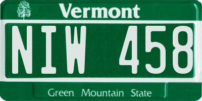 VT license plate NIW458