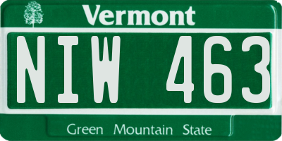 VT license plate NIW463