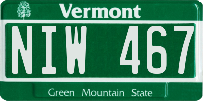 VT license plate NIW467