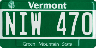 VT license plate NIW470