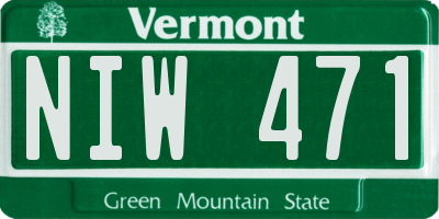 VT license plate NIW471