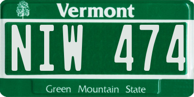 VT license plate NIW474