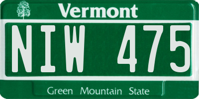 VT license plate NIW475