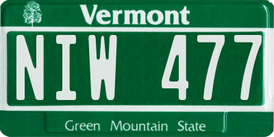VT license plate NIW477