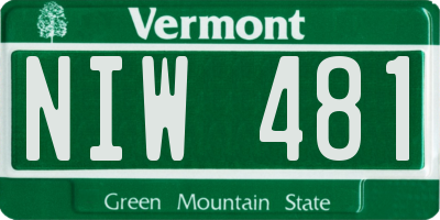 VT license plate NIW481